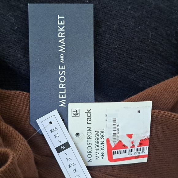 Melrose And Market Brown Tie Front Long Sleeve Top. Size Medium NWT - Picture 8 of 9